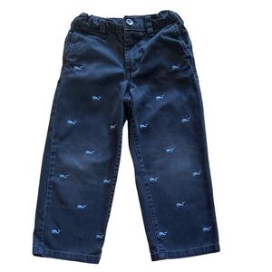 Baby Gap Cotton Blue Chinos Whale Embroidery Adjustable Table Waist 4T